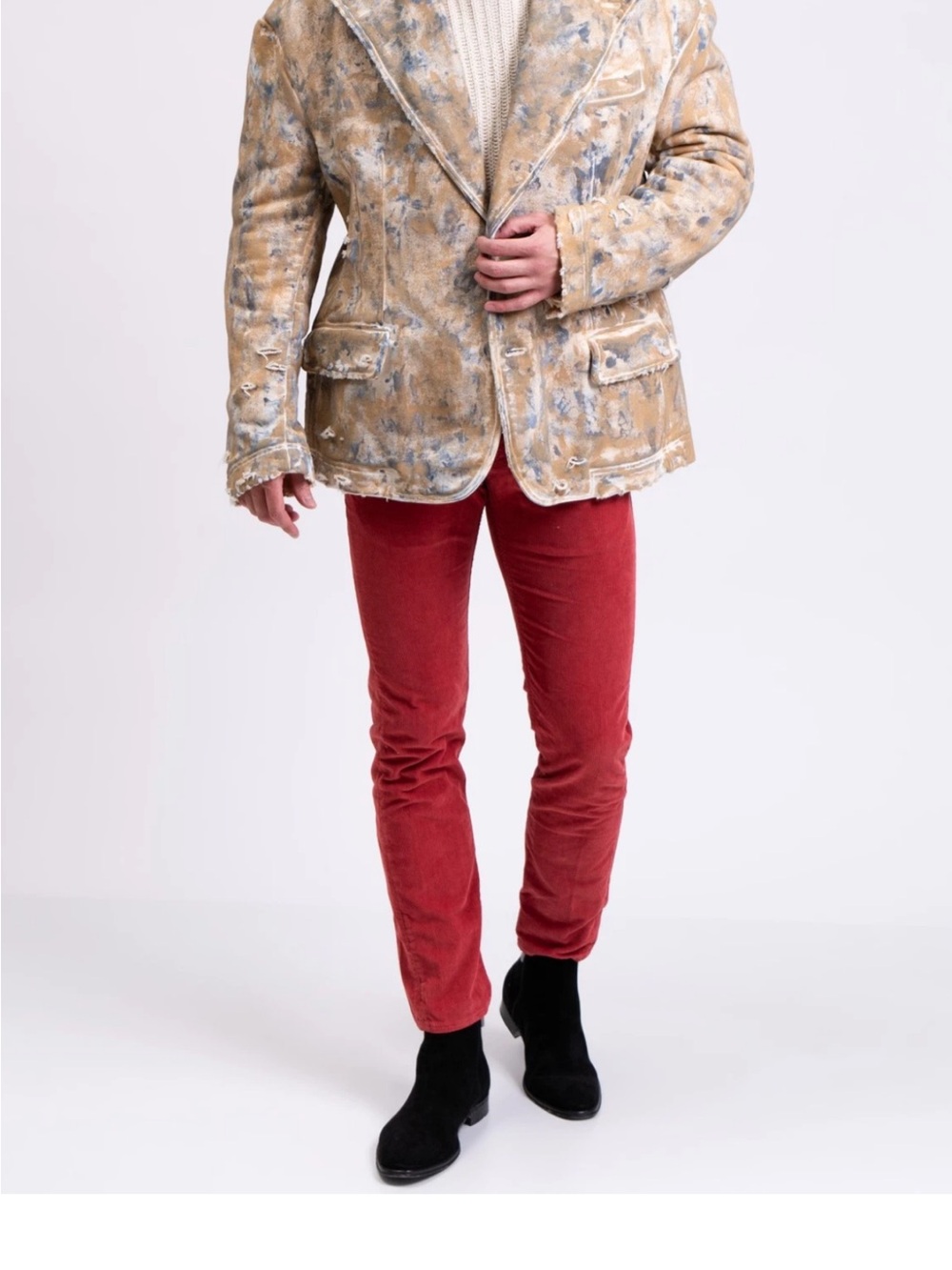 RRP €1900 DOLCE & GABBANA Terry Blazer Jacket IT48 US38 M Distressed Painted